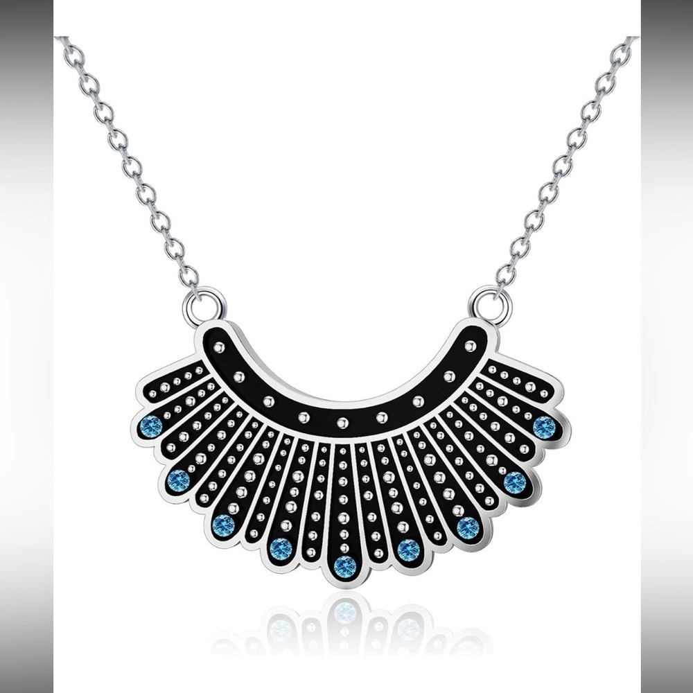 Aoboco 925 silver Ruth Bader Ginsburg Necklace Dissent collar pendant Necklace